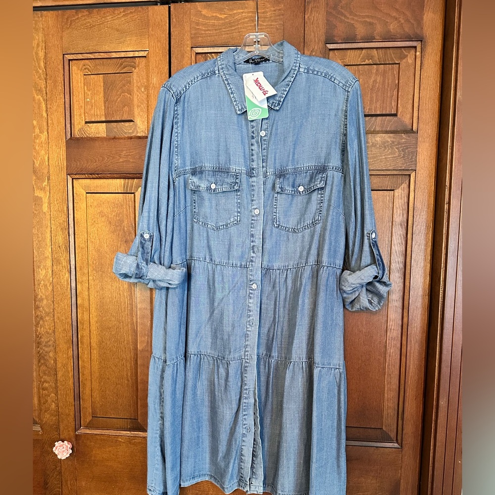 Velvet Heart Indigo Denim Cowgirl Chic Tiered dress 2x
